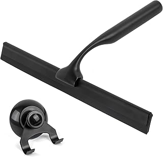 MAQIHAN Shower Squeegee for Glass Doors - Black Silicone Window Squeegee,Bathroom Squeegee Shower Glass Doors Tile Walls Cleaner Household Metal Squiggy with Handle Good Grips Squeegee Car Windshield Window Cleaning Drying Handheld Mirror Wiper