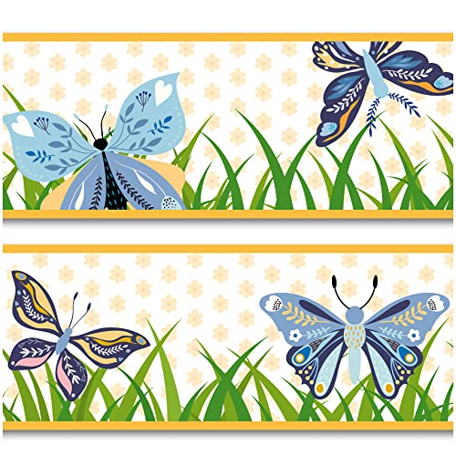 yabaduu Frise Murale 15 x 200cm pour chambre d'enfant sticker mural décoratif autocollant pour enfants filles garçons Y033 (Papillons)