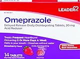 Leader Omeprazole Delayed Release Acid Reducer, Treats Frequent Heartburn, Upset Stomach, Acid Indigestion, Melts in Mouth, 20mg, Strawberry - 14 Tablets