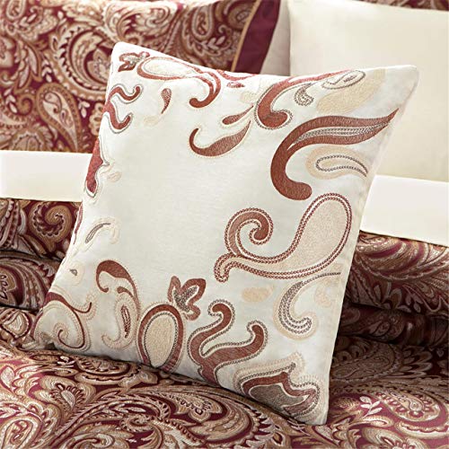 Madison Park Aubrey Cozy Comforter Set, Faux Silk Jacquard Paisley Design - All Season Down Alternative Bedding Layer With Bedskirt, Decorative Pillow, Queen, Red 12 Piece #TOP6