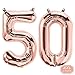 Produktbild DeaGo XXL Folienballon Zahl [ca.100cm] mit Happy Birthday Girlande Rose Gold Luftballon Zahlen für Geburtstag Jubiläum & Party Geschenk partydeko Folienballon Zahlen Happy Birthday (Rosegold(50))
