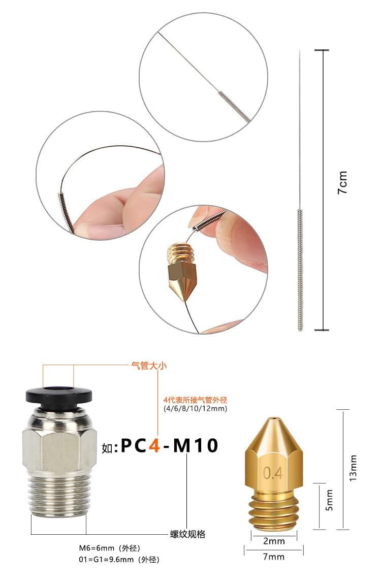 Kit Tubo PTFE 1M para impresora 3D, Tubo Teflón 1M Accesorios para Extrusor Filamento 1,75 mm (2-19 piezas)(19 pcs)