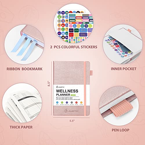Jubtic Wellness Journal & Planner, Health Journal & Planner For Women, Food Journal/Fitness Journal/Meal Planner, Workout Journal For Weight Loss #TOP1