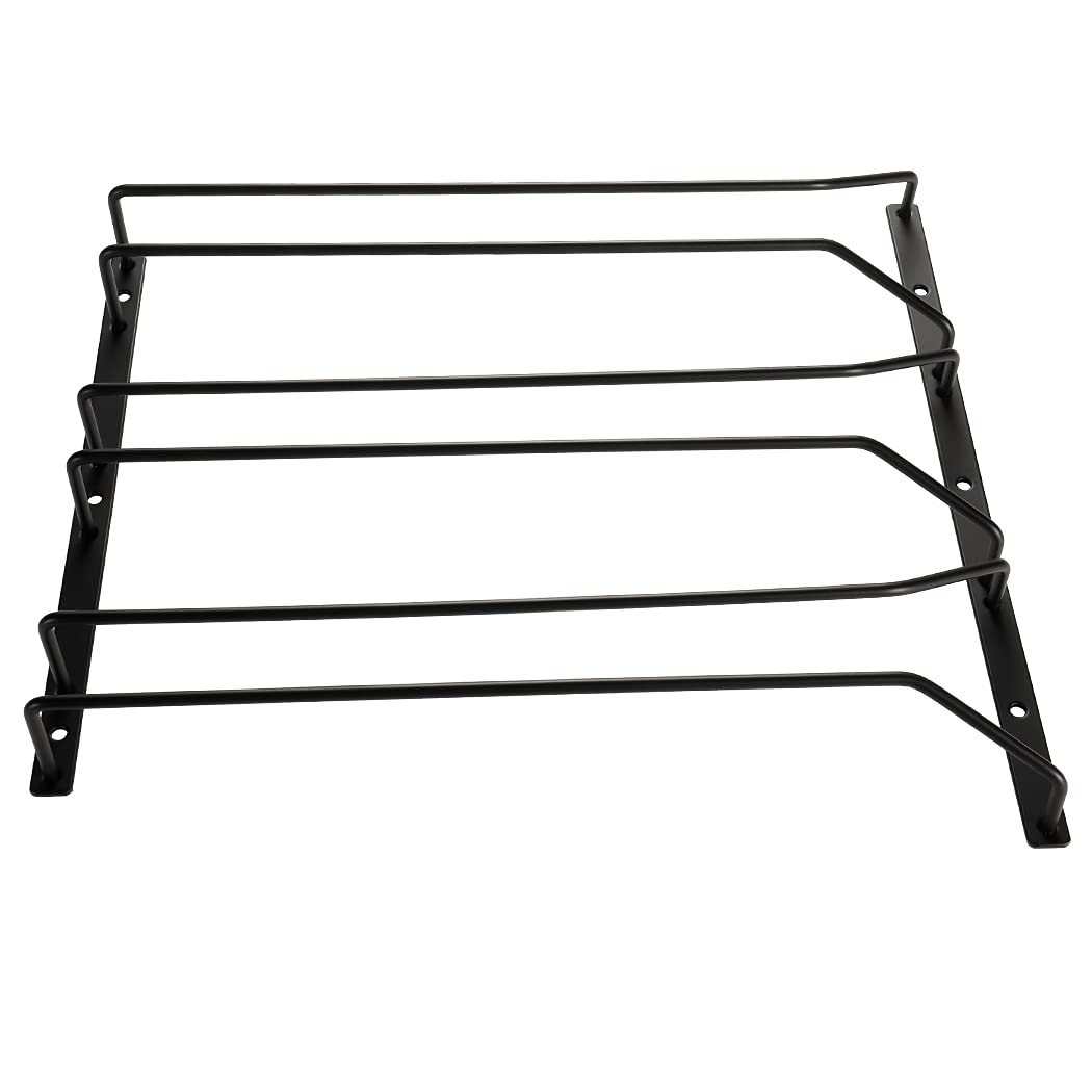 Étagère à verres à vin 35,5 cm - Noir - Support pour verres à vin sous étagère - Pour bar et salle à manger - 3 rangées