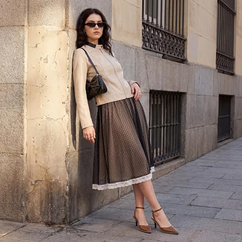Image of SAMMITOP Kitten Heels for Women Low Heel Closed Toe Ankle Strap Pumps Wedding Party Beaded Dress Shoes 2.4 Inch
