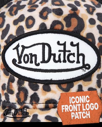 Image of Von Dutch Unisex Trucker Hat - Velvet Curved Bill Mesh Back Retro Classic Adjustable Snapback Baseball Cap for Men and Women