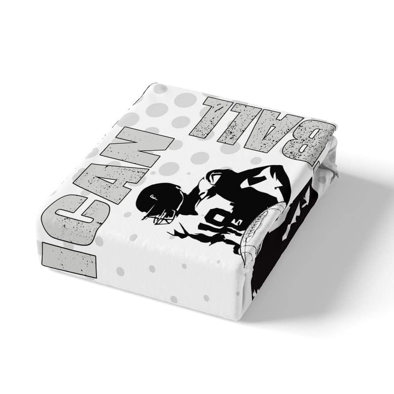 American Football Comforter Cover Double Size,Sport Football Player Duvet Cover with 2 Pillowcases,3 Piece,Black White Art Graffiti Polyester Bedding Set for Boys Teens Bedroom Decor - Image 4