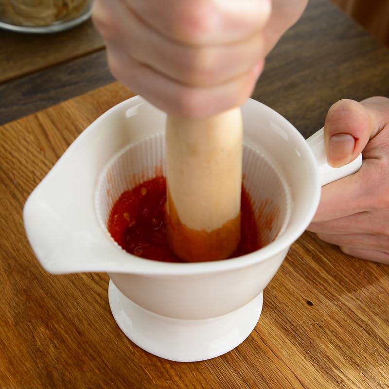 Porcelain Grinder, Ceramic Mortar and Pestle for Fruit and Vegetable Spice, Salad Food and