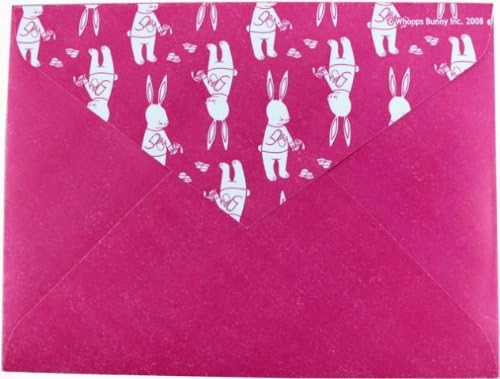 Whoops Bunny Envelopes in Hot Pink with White Bunny Pattern on Flap (10 Pack)