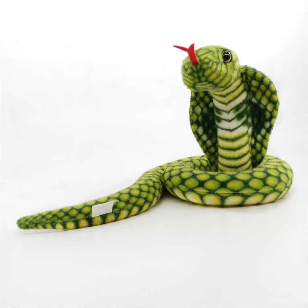 GracesDawn Snake Stuffed Animals, Large Cobra Plush Toys, high Imitation Cobra Soft Toys, Prop Animal Party Decorations, Children's Toy Gifts (Green 27 inches Long)
