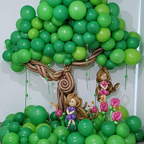 Image of Voircoloria 105pcs Green Balloons 12inch Party Latex Balloons for Birthday Dinosaur Baby Shower St. Patrick's Day Summer Jungle Forest Safari Party Decorations