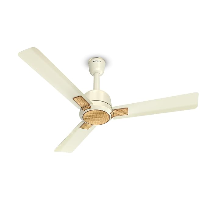 Havells Eva 1200mm Ceiling Fan, Energy Efficient with Low Power Consumption, High Air Delivery | 2 Years Manufacturer Warranty | Metallic Cream Wicker