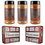 The Tailgate Foodie Pitmaster Seasonings and Rub Box | 3-pack Gift Box | Texas Crutch, Yarbird, KC Combo 10 oz. Shaker Bottles | Made for brisket, poultry, and smoked pork | Small Business | Made in America | Great for Christmas Gifting
