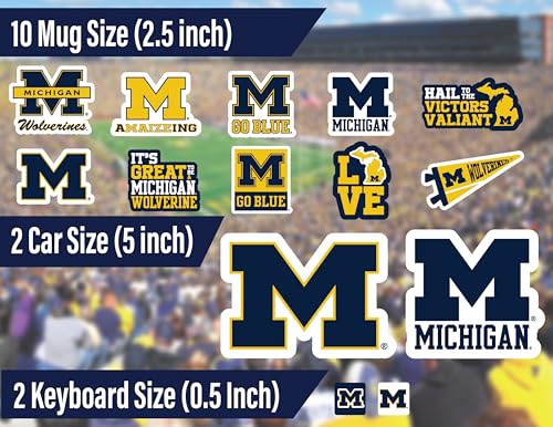 Image of Michigan Wolverines Stickers & Decals 14 Pc Set, Car & Water Bottle
