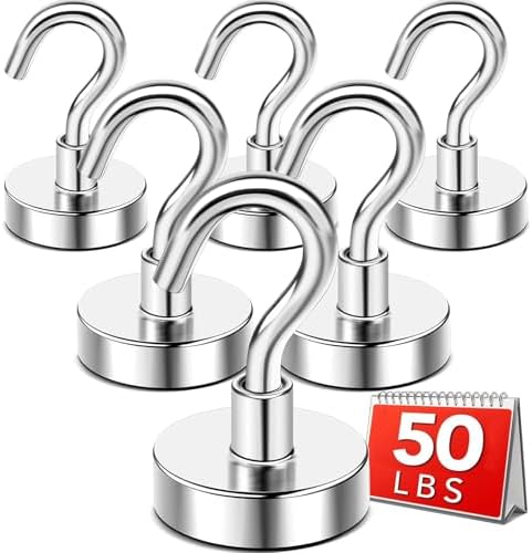 DIYMAG Magnetic Hooks, 50lbs Heavy Duty N52 Rare Earth Magnets wi...