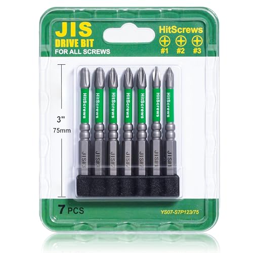 7pcs JIS Screwdriver Bit Set - 3' / 75mm - Impact Ready Japanese Cross Point Bits #1, #2, #3 - Taiwan S2 Steel, Magnetic Tips - Anti Cam-Out Repair Kit Compatible with Honda, Tamiya, Shimano