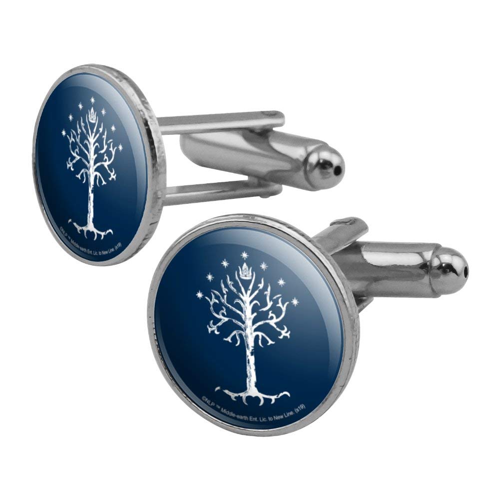 Lord of The Rings Tree of Gondor Round Cufflink Set Silver Color, 1 inches, Metal-image-5