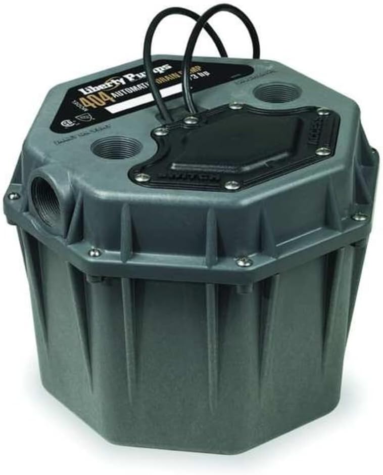 Liberty 404, Residential Drain Pump, Short Profile, 1/3 HP, 115 Volts, 1-1/2" Connections, 10' Cord