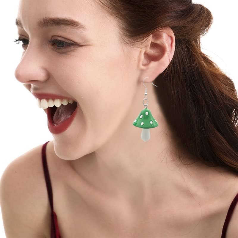 6 Pairs Mushroom Drop Earring Set Resin Creative Funny Dangle Earrings for Women Men - Image 3