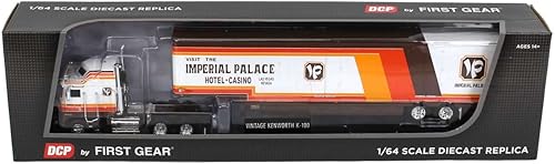 Miniatura 3 de DCP Products Kenworth K100 Aerodyne Sleeper 164 con remolque móvil de Kentucky, bandera caída #44 Imperial Palace 60-1226