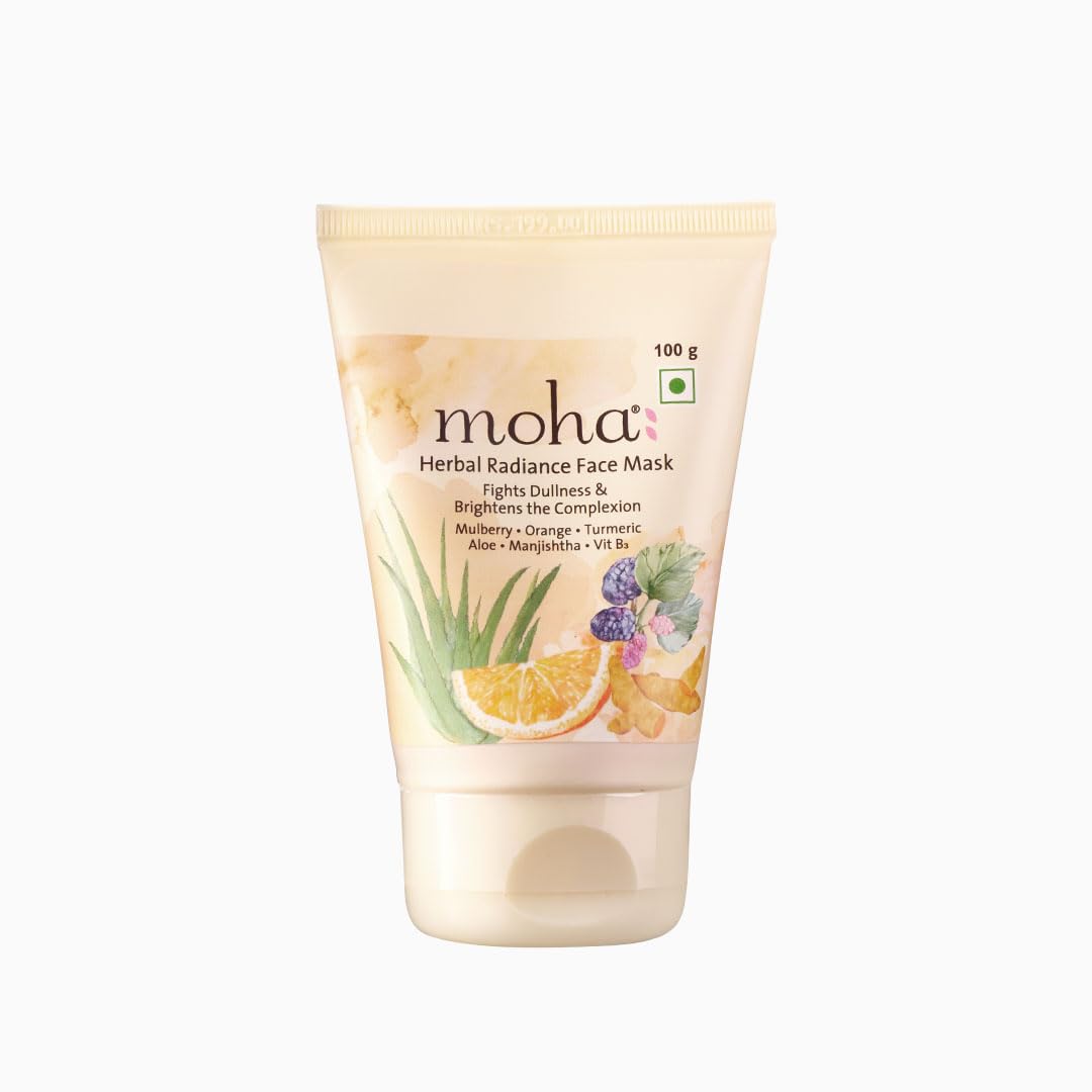 Sponsored Ad - Moha Herbal Radiance Face Mask Cream with Aleo Vera, Turmeric, Orange & Mulberry for Deep Nourished, Brightening Skin - Reduces Dullness & Tanning | No Paraben, No Sulphate, Mineral Oil & Artificial Colour, 100g Each (Pack of 1)