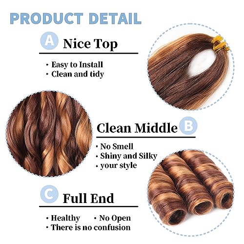 22 inch French Curl Braiding Hair 8 Pack Loose Wavy Spiral Curl Braids Crochet Hair Deep Wave Synthetic Extensions Pre Stretched Bouncy Braiding Hair (22 Inches - Image 3