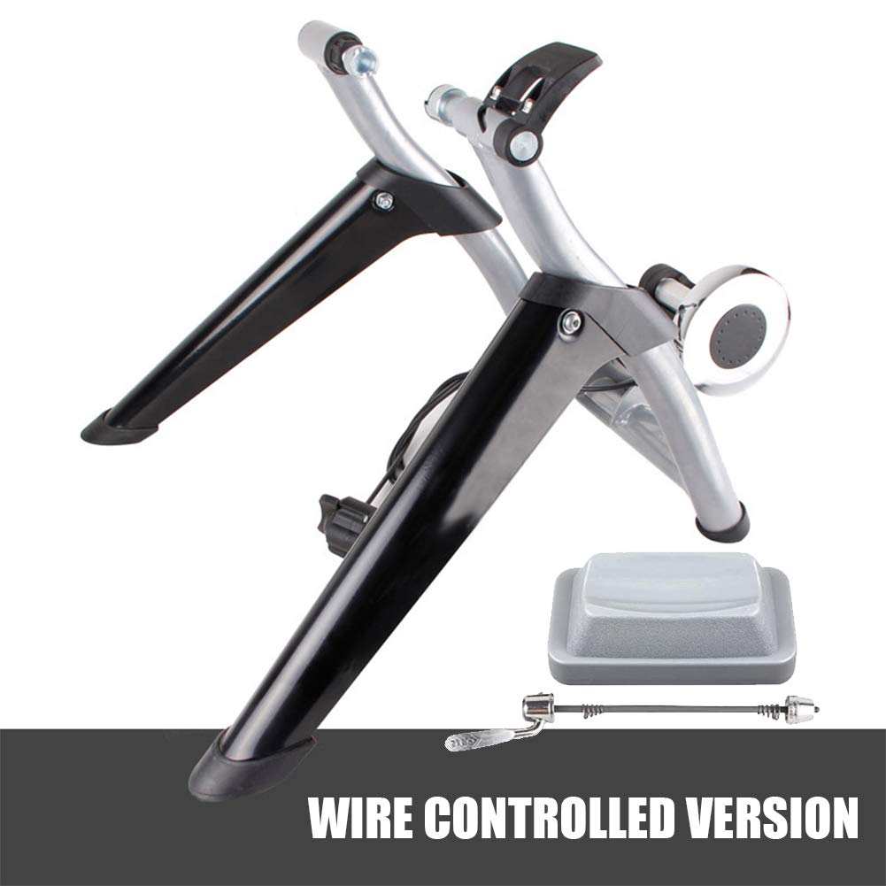 POEO Fluid Bike Trainer Stand, Portable Bicycle Turbo Trainer, with Quick Release Wheel Block, 7 Level Resistance, for Mountain & Road Bikes, Quiet and Smooth,Black