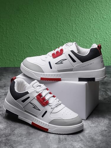 Image of ASIAN Men's Tarzan-06 White Casual Sneaker High-Neck Shoes with Lightweight Extra Cushion Lace-Up Shoes for Men's & Boy's