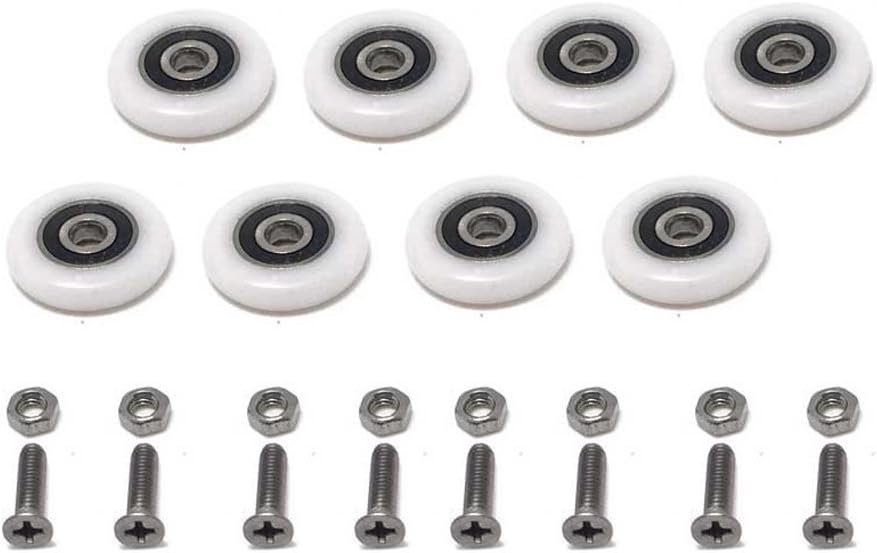 8PCS x Shower Door Rollers,Roller Diameter 27mm, for The Bathroom Pan Glass Sliding Door Pulleys/Runners/Wheels,Strong Load-Bearing Capacity, Ultra-Quiet,CY105-LS-8PCS