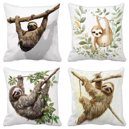 Funda Cojin Perezoso Juego de 4 Sin Relleno Cojin 55 x 55 mm Fundas Cojines Exterior Impermeable Lino Beige, para Caseta Jardin Exterior Silla Terraza Sofa Cojines Decorativos Salón Dormitorio L-6