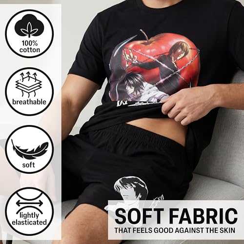 Image of Get Trend Death Note | Attack on Titan | Tokyo Ghoul Mens Pajama Set, Soft Summer PJs, Sleepwear Anime Sleep Set with Pockets