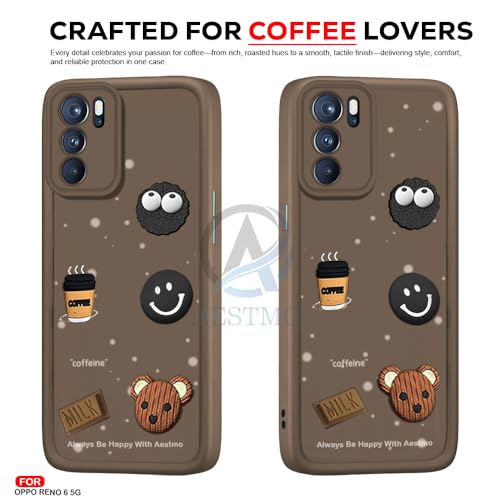 Image of AESTMO Back Case Cover for Oppo Reno 6 5G Cover | Cute Fun Cartoon 3D Ball | Coffee Silicone Case | Full Body Protection | Camera Protection Back Cover for Oppo Reno 6 5G (Brown)