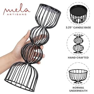 Lainon Candle Holders for Pillar Candles (Black, Set of 3) - Hand Crafted Black Metal Candle Holder Set - Metal Candle Holders Pillar for Table Centerpiece - Modern Candle Stand - 6", 9", 12" Lainon Candle Holders for Pillar Candles Black Set of 3 Hand Crafted Black Metal Candle Holder Set Metal Candle Holders Pillar for Table Centerpiece Modern Candle Stand 6 9 12