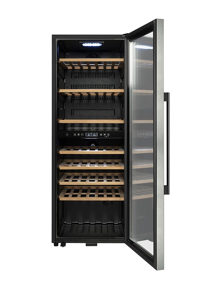 La Sommeliere - Weinkühlschrank ECS81,2Z, 75 Flaschen, 2 Zonen Temperier-Servier-Weinschrank, Glastür aus UV-undurchlässigem Glas, Temperaturbereich von 5°C bis 20°C, freistehend