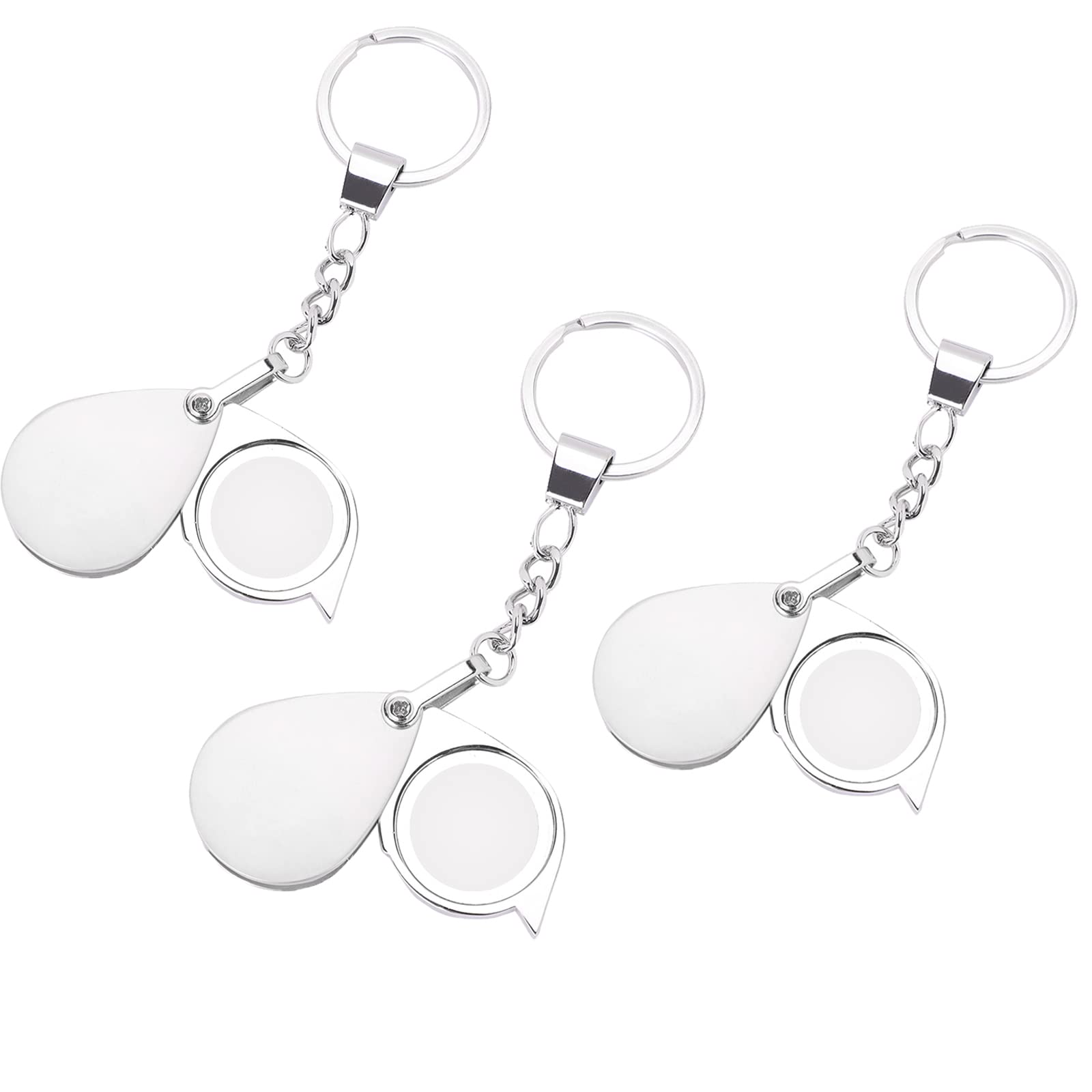 Portable Folding 15X Magnifier Key Ring Mini Metal Pocket Loupe Metal Optical Glass Magnifying Glass with Keychain Handheld Reading Magnifier Magnifying Tool for Jewelry Hobbies Crafts Stamps Coin