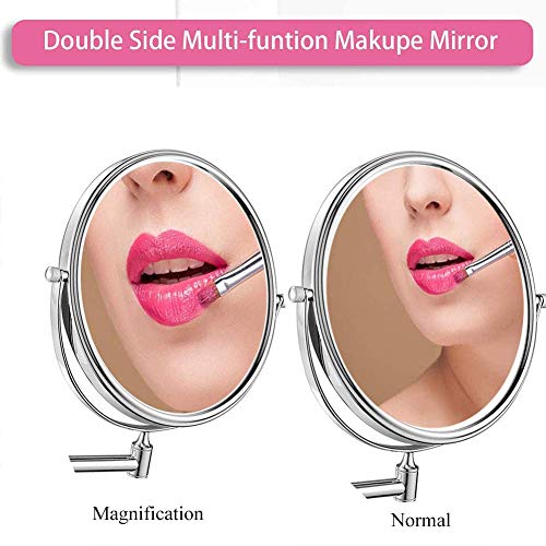Miroir de maquillage mural avec grossissement extensible double face finition chromée pour hôtel - 3