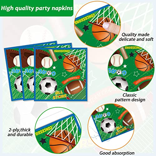 Image of Sports Party Plates Napkins Superstar Party Tableware All Star Birthday Baseball Football Soccer Basketball Disposable Paper Plates Napkins for Boy Birthday Decoration Supplies Favors 24 Guests