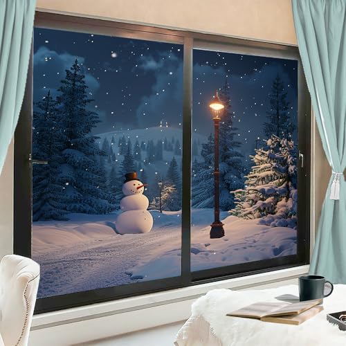 Vinilo decorativo para ventana con diseño de muñeco de nieve miniatura 1