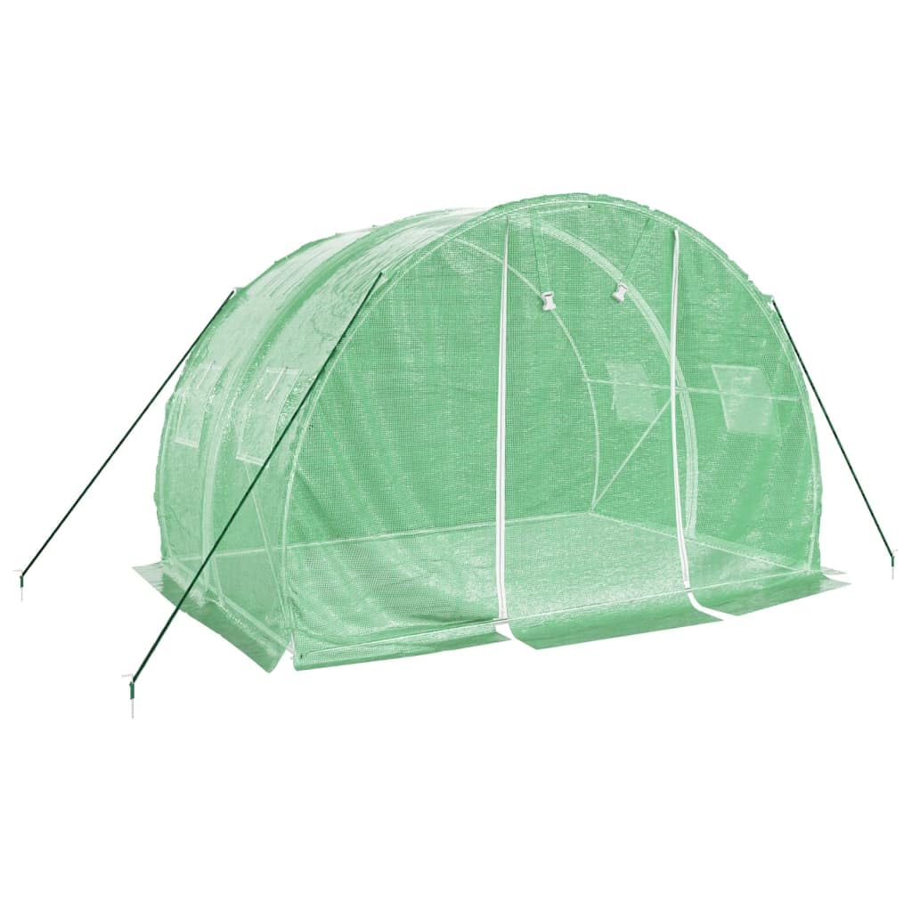 Serra con telaio in acciaio verde, 6 m², 3 x 2 x 2 m, serra da esterno per piante vegetali