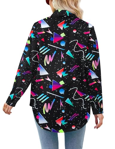 Image of ASTANFY Hawaiian Shirt Women Hawaii T-Shirt Tropical Floral Printed V Neck Shirts Soft Cool Summer Beach Button Up Blouse