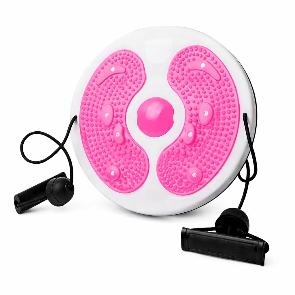 Twist Board con Fune di Trazione – Disco Rotante Fitness Dimagrante 28 cm, Pedana Twist Allenamento Casa Donna, Cuscino Equilibrio Antiscivolo con Massaggio Plantare, Attrezzo Pilates e Tonificazione