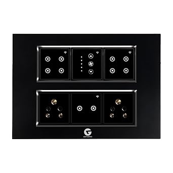 L&G 12 Modular Smart Switch Board | 10 Smart Switch Control, 1 Smart Fan Regulator, 2 Socket | Designed using the latest German Technology (Alexa, Google Home) (Size: 12M- 220 x 160 x 45 mm)