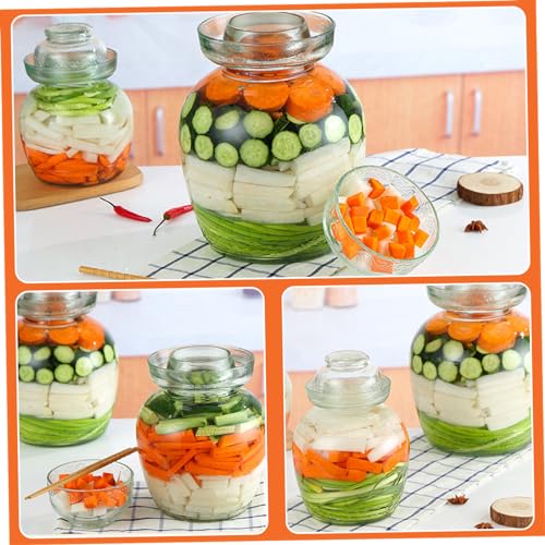 Récipient à cornichons 2,5 L en verre avec couvercle pour fermentation maison