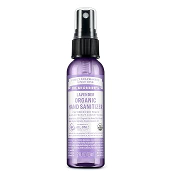 Dr. Bronners - Organic Hand Sanitizer Spray Lavender, 2 ounce - Simple and Effective Formula, Cleanses & Sanitizes, No Harsh Chemicals, Moisturizes and Cleans Hands