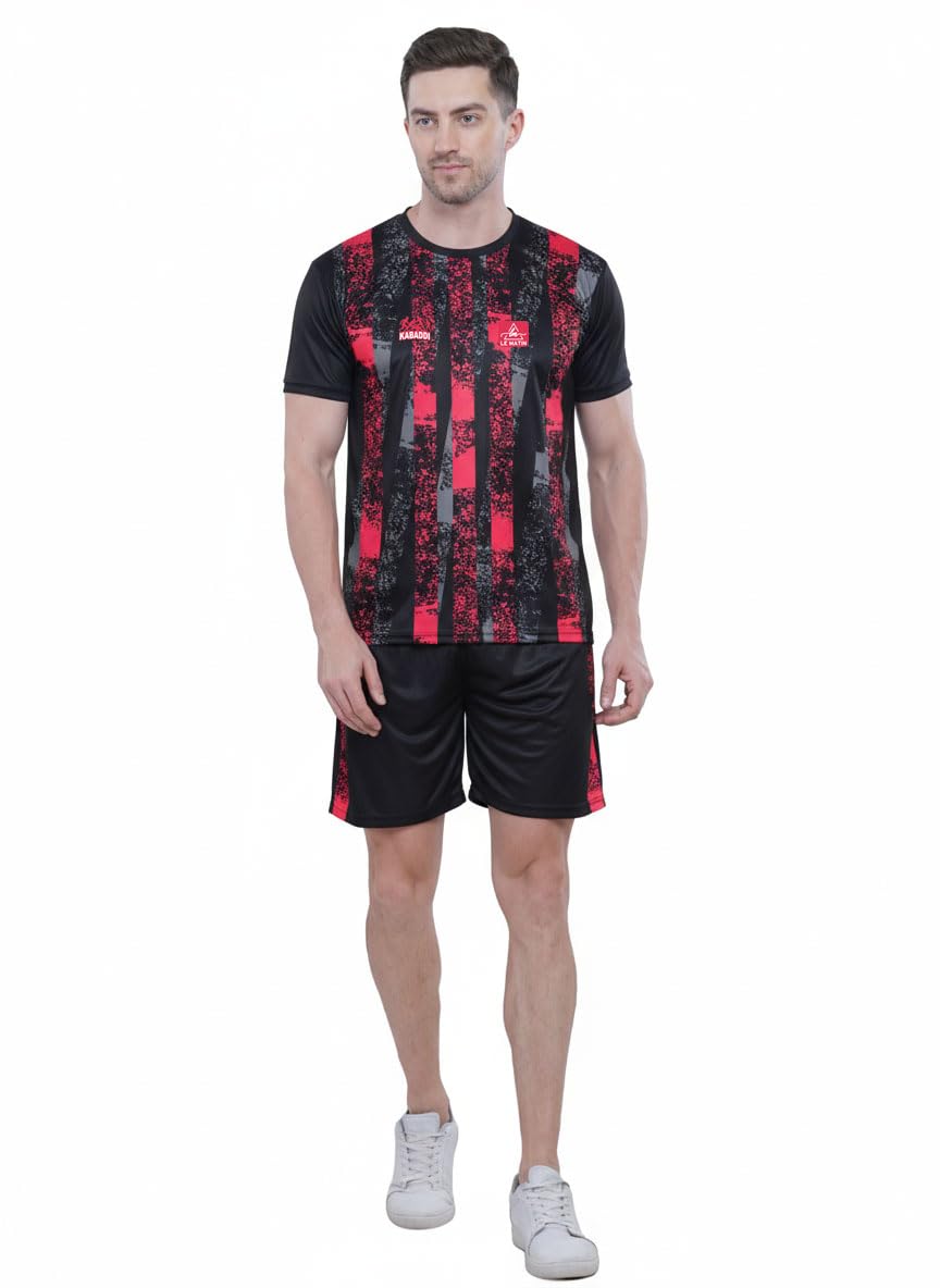 le matin Kabaddi Kit, Black and Red, Printed T-Shirt with Shorts (IN, Alpha, S, Regular)-picture-46