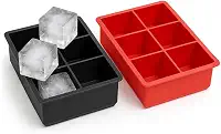 Kit 2 Forma De Gelo Silicone Cubo Grande 6 Cubos Drink Whisky (cores variadas) Flexível - Cubos Ideal Para Bebidas Frutas Doces