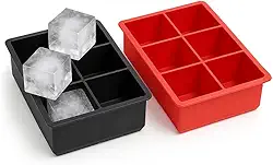 Kit 2 Forma De Gelo Silicone Cubo Grande 6 Cubos Drink Whisky (cores variadas) Flexível - Cubos Ideal Para Bebidas Frutas Doces