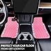 NBTEPEM Pink Bling Leather Car Floor Mats Full Set, Sparkly Diamond Car Mats Universal Fit Most Automotive, Glitter Rhinestone Carpet Waterproof Anti-Slip, 5 pcs Set (Pink Leather Diamond)