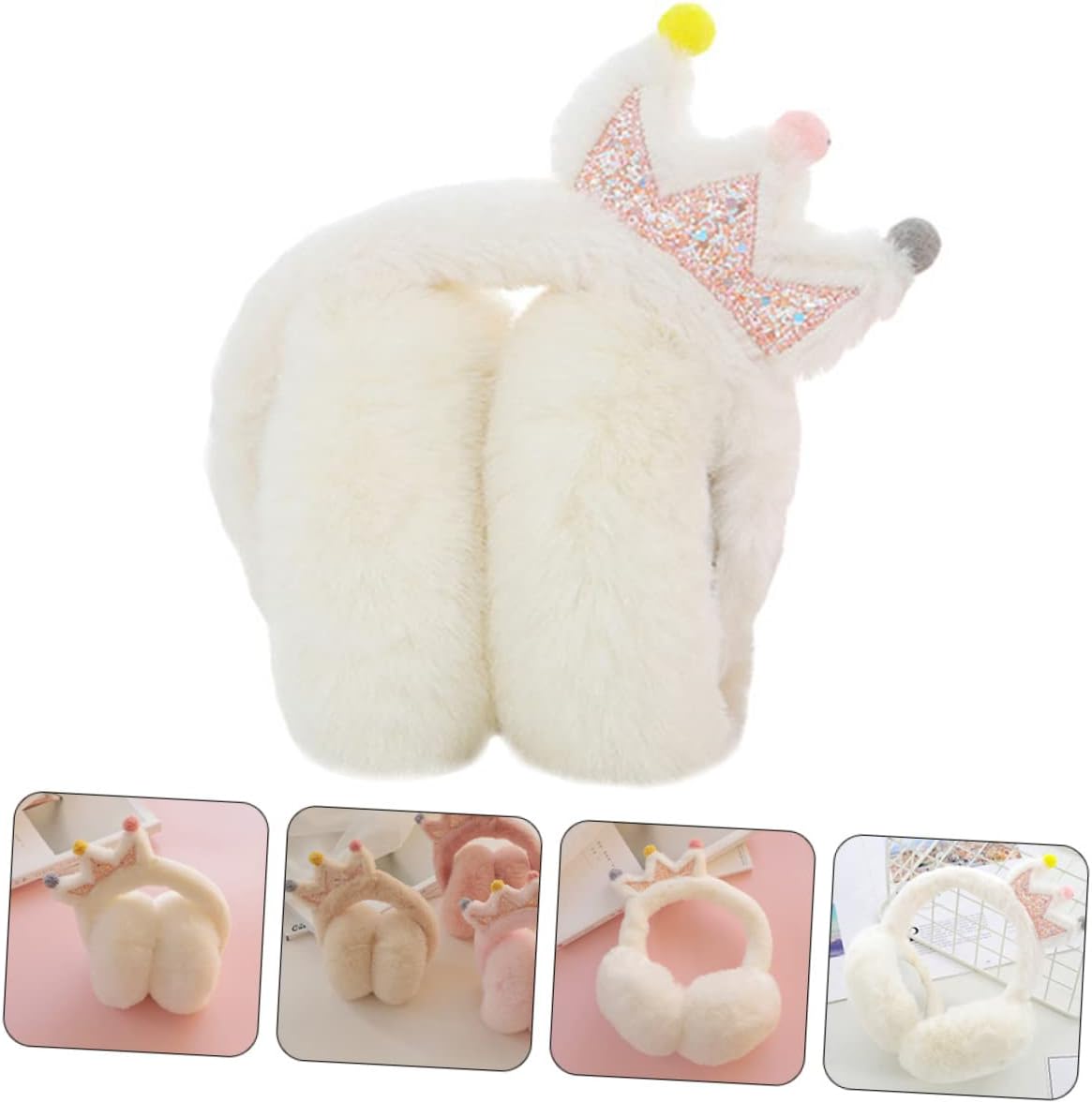 Veemoon Cartoon Earmuff Boys and Girls Earmuffwinter Outdoor Ear Cover Comfortable Crown Pattern Ear Muff Random