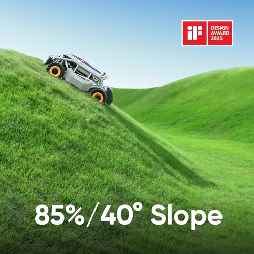 Image of Mowrator S1 4WD 18Ah Remote Control Lawn Mower with Wide Wheels, All-Season Yard Care, 85% (40) Slope Climbing, with Leaf Shredding Vacuum, 21 inch Width, 1.5-4.3 inch Cutting Height, Up to 1.12 Acres